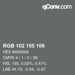 Color code: RGB 102 105 106 | qconv.com