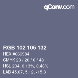 Color code: RGB 102 105 132 | qconv.com