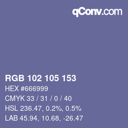 Color code: RGB 102 105 153 | qconv.com