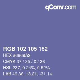 カラーコード: RGB 102 105 162 | qconv.com