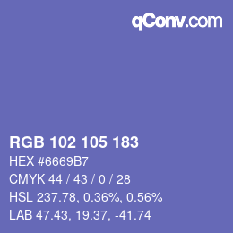 Color code: RGB 102 105 183 | qconv.com