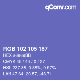 Color code: RGB 102 105 187 | qconv.com