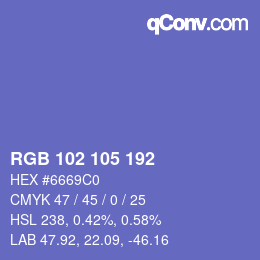 カラーコード: RGB 102 105 192 | qconv.com