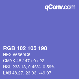 Color code: RGB 102 105 198 | qconv.com