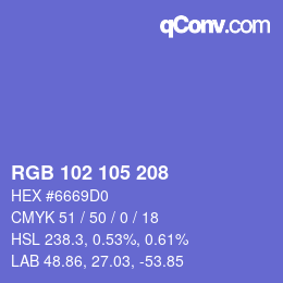 Color code: RGB 102 105 208 | qconv.com