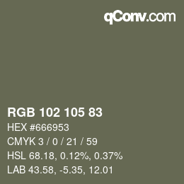 Color code: RGB 102 105 83 | qconv.com