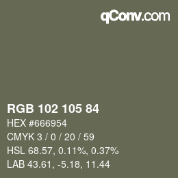 Color code: RGB 102 105 84 | qconv.com