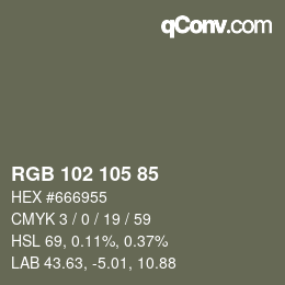 カラーコード: RGB 102 105 85 | qconv.com