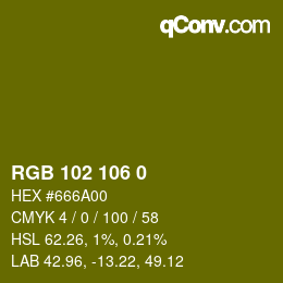 Color code: RGB 102 106 0 | qconv.com