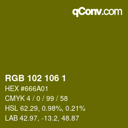 Color code: RGB 102 106 1 | qconv.com