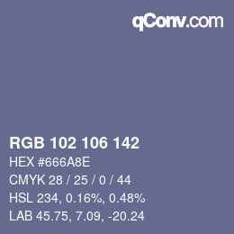 Color code: RGB 102 106 142 | qconv.com