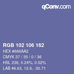 Color code: RGB 102 106 162 | qconv.com