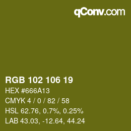 Color code: RGB 102 106 19 | qconv.com