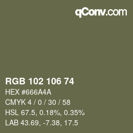 Código de color: RGB 102 106 74 | qconv.com