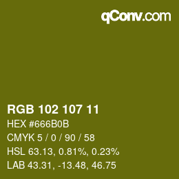 Color code: RGB 102 107 11 | qconv.com