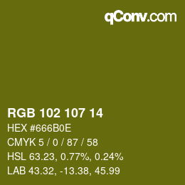 Color code: RGB 102 107 14 | qconv.com