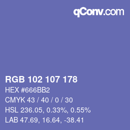 Color code: RGB 102 107 178 | qconv.com