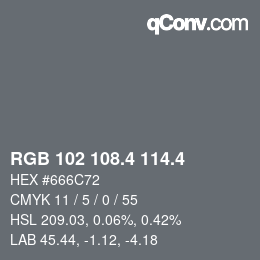 カラーコード: RGB 102 108.4 114.4 | qconv.com
