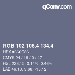 カラーコード: RGB 102 108.4 134.4 | qconv.com