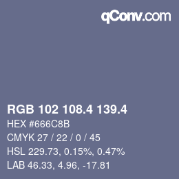 カラーコード: RGB 102 108.4 139.4 | qconv.com