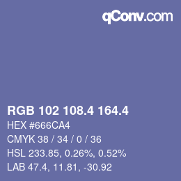 カラーコード: RGB 102 108.4 164.4 | qconv.com
