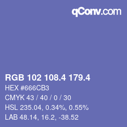 カラーコード: RGB 102 108.4 179.4 | qconv.com