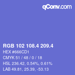 カラーコード: RGB 102 108.4 209.4 | qconv.com