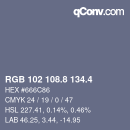 カラーコード: RGB 102 108.8 134.4 | qconv.com