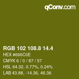カラーコード: RGB 102 108.8 14.4 | qconv.com