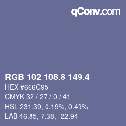カラーコード: RGB 102 108.8 149.4 | qconv.com