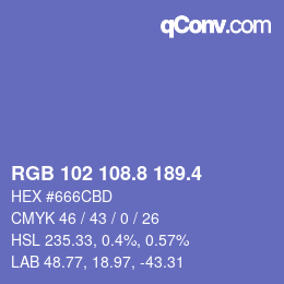 カラーコード: RGB 102 108.8 189.4 | qconv.com