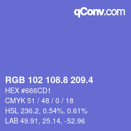 カラーコード: RGB 102 108.8 209.4 | qconv.com