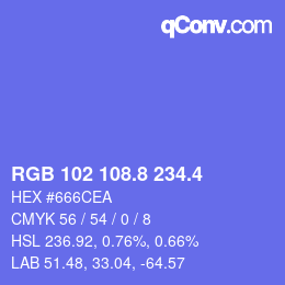 カラーコード: RGB 102 108.8 234.4 | qconv.com