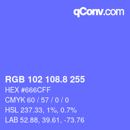 カラーコード: RGB 102 108.8 255 | qconv.com