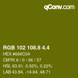 カラーコード: RGB 102 108.8 4.4 | qconv.com