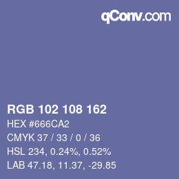カラーコード: RGB 102 108 162 | qconv.com