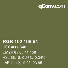Color code: RGB 102 108 64 | qconv.com