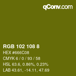 Color code: RGB 102 108 8 | qconv.com