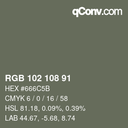 Color code: RGB 102 108 91 | qconv.com