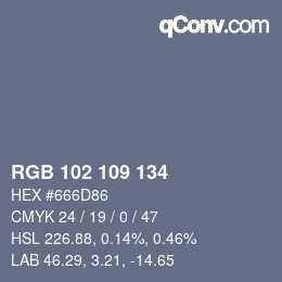Color code: RGB 102 109 134 | qconv.com
