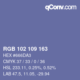 Farbcode: RGB 102 109 163 | qconv.com