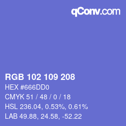 Color code: RGB 102 109 208 | qconv.com