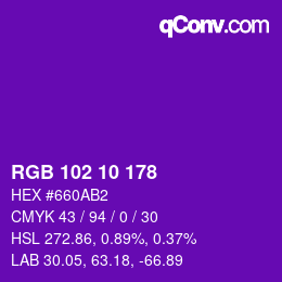 カラーコード: RGB 102 10 178 | qconv.com