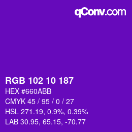 Color code: RGB 102 10 187 | qconv.com