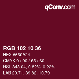 Color code: RGB 102 10 36 | qconv.com