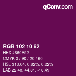 Color code: RGB 102 10 82 | qconv.com