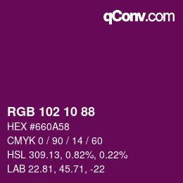 Color code: RGB 102 10 88 | qconv.com