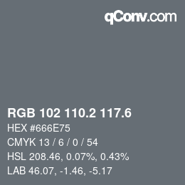 カラーコード: RGB 102 110.2 117.6 | qconv.com