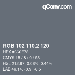 カラーコード: RGB 102 110.2 120 | qconv.com