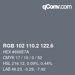 カラーコード: RGB 102 110.2 122.6 | qconv.com